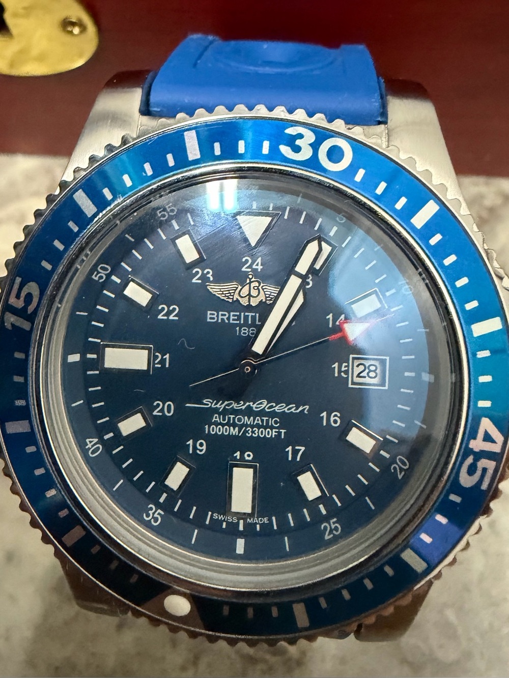 Breitling Men's Blue Dive Watch with Blue Bezel